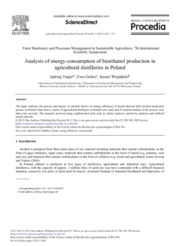 Analysis of energy-consumption of bioethanol production in agricultural distilleries in Poland