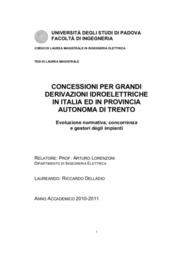 Concessioni per grandi derivazioni idrolettriche in Italia ed in provincia autonoma di Trento. Evoluzione normativa