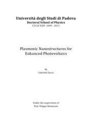 Plasmonic Nanostructures for Enhanced Photovoltaics 
