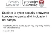 Studiare la cyber security attraverso i processi organizzativi: indicazioni dal campo