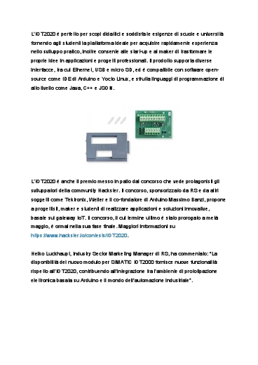 RS Components presenta il nuovo modulo I/O in grado di