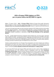 A2A e Gruppo FERA siglano un PPA per un parco eolico da 25,2 MW in Liguria