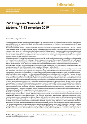 74 Congresso Nazionale ATI Modena, 11-13 settembre 2019