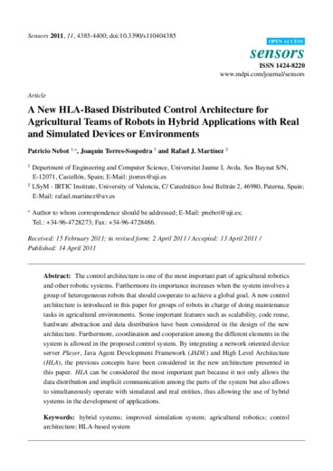 A new HLA-based distributed control architecture for agricultural teams of