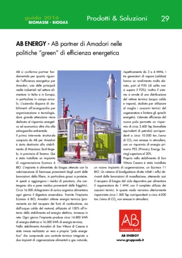 AB partner di Amadori nelle politiche green di efficienza energetica