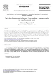 Agricultural equipment in Greece: farm machinery management in the era of economic crisis