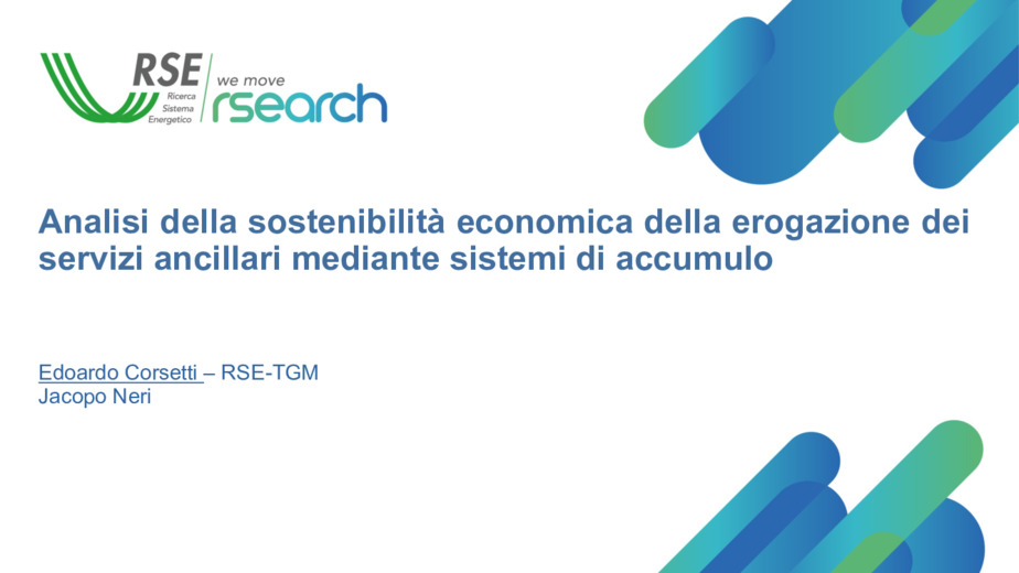 Analisi della sostenibilit economica della erogazione dei servizi ancillari mediante sistemi di accumulo