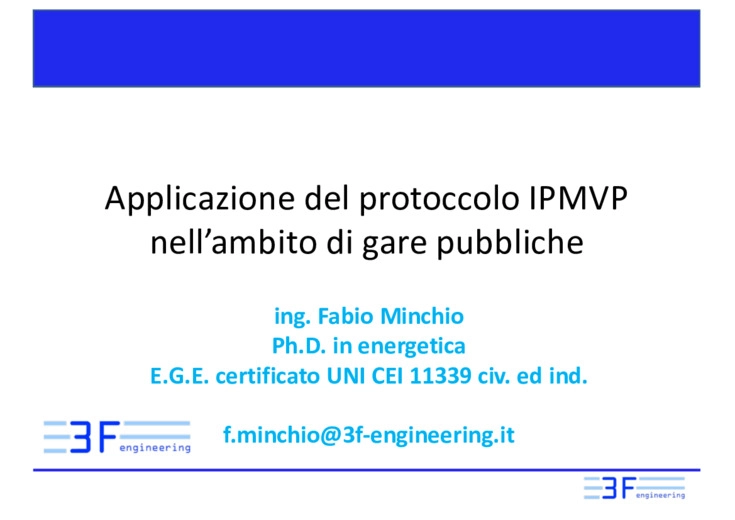 Applicazione del protoccolo IPMVP nell'ambito di gare pubbliche
