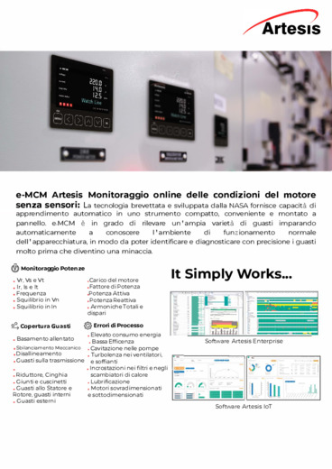 Artesis Italia Monitoraggio online e manutenzione predditiva dei motori senza
