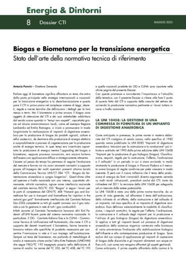 Biogas e Biometano per la transizione energetica. Stato dell'arte della normativa tecnica di riferimento