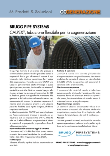 Brugg Pipe Systems. CALPEX, tubazione flessibile per la cogenerazione