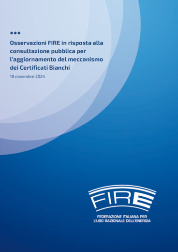 Certificati bianchi: FIRE invia osservazioni al MASE