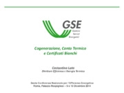 Certificati bianchi, Cogenerazione, Conto Termico, Efficienza energetica, GSE , Rinnovabili, SEN