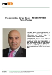 Cogenerazione: due domande a Sergio Stagni - TONISSIPOWER - Ranieri Tonissi