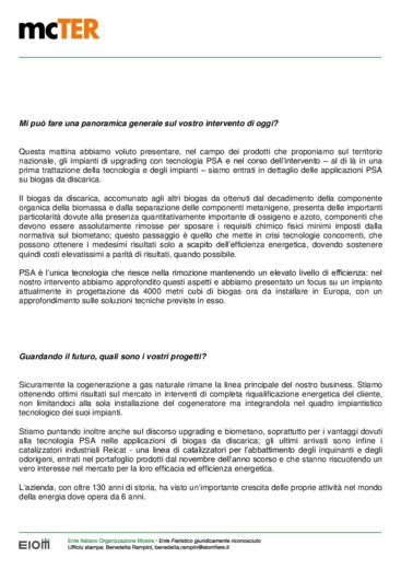 Cogenerazione: due domande a Sergio Stagni - TONISSIPOWER - Ranieri Tonissi