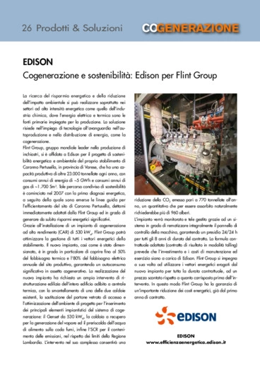 Cogenerazione e sostenibilità: Edison per Flint Group