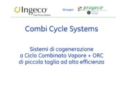 Combi Cycle' un ciclo combinato Vapore +ORC sicuro ed efficiente, per impianti di cogenerazione di piccola taglia