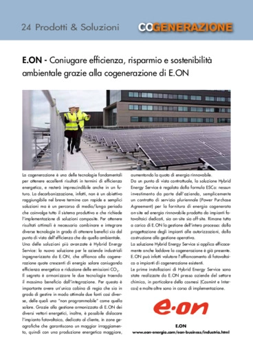 Coniugare efficienza, risparmio e sostenibilit ambientale grazie alla cogenerazione di E.ON