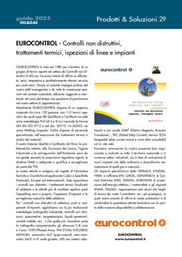 Controlli non distruttivi, trattamenti termici, ispezioni di linee e impianti