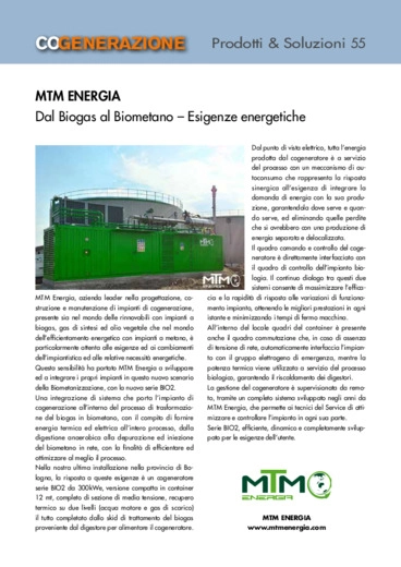 Dal Biogas al Biometano  Esigenze energetiche