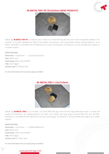 DAL NOSTRO PORTFOLIO: TAG RFID TINY UHF IN-METAL FAMILY