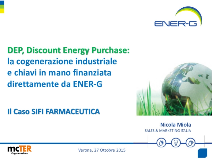 DEP (Discount Energy Purchase): la cogenerazione industriale chiavi in mano finanziata da ENER-G