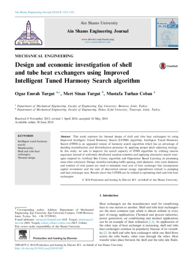 Design and economic investigation of shell and tube heat exchangers using ITHS algorithm