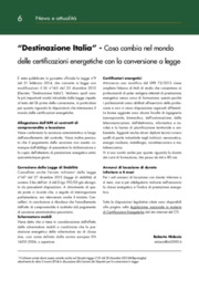 “Destinazione Italia”: cosa cambia nel mondo delle certificazioni energetiche con la conversione a legge