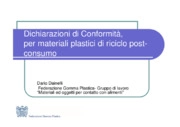Dichiarazione di conformità per materiali e oggetti di plastica da riciclo post-consumo