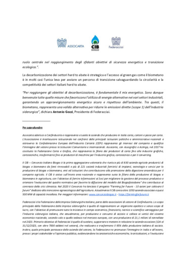 DL Agricoltura, Assocarta, CIB e Federacciai: approvato emendamento per la promozione del biometano nei settori hard to abate
