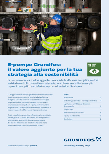 E-pompe Grundfos: il valore aggiunto per la tua strategia alla sostenibilit