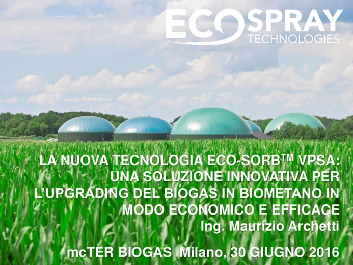 ECO-SORB VPSA: una soluzione innovativa per l'upgrading del biogas in biometano in modo economico e efficace