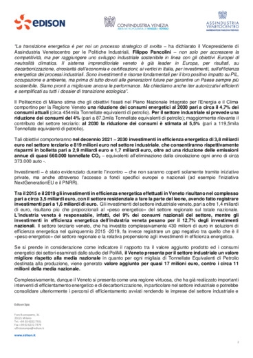 Edison, Confindustria Venezia E Assindustria Venetocentro al fianco delle imprese