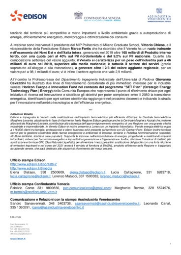 Edison, Confindustria Venezia E Assindustria Venetocentro al fianco delle imprese