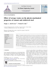 Effect of sewage wastes on the physico-mechanical properties of cement and reinforced steel