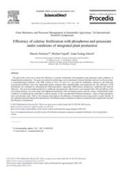 Efficiency of celeriac fertilization with phosphorus and potassium under conditions of integrated plant production