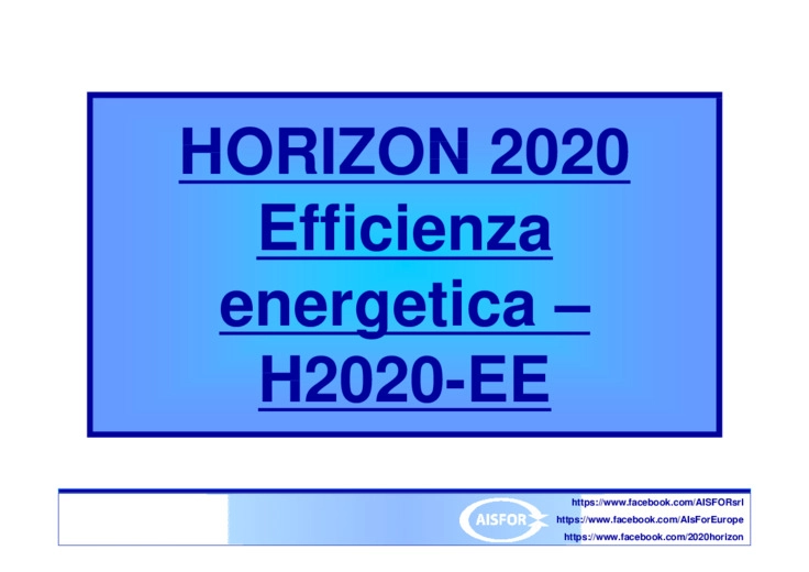 Efficienza energetica  H2020-EE