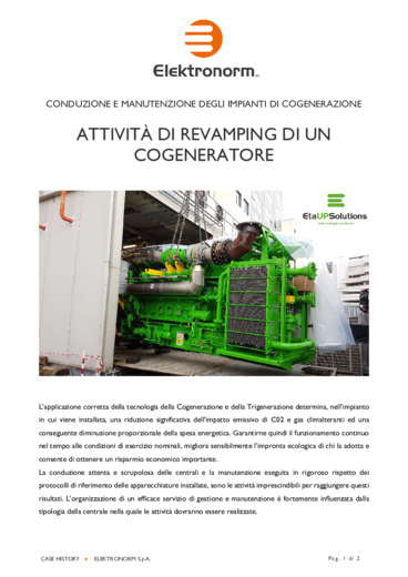 Conduzione e manutenzione degli impianti di cogenerazione: attivit di revamping di un cogeneratore