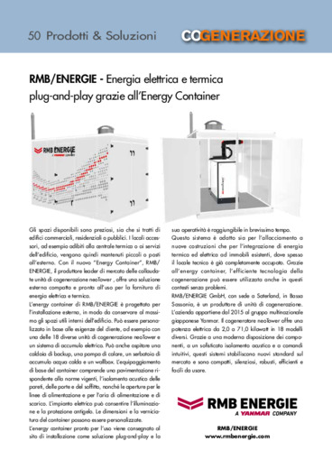 Energia elettrica e termica plug-and-play grazie all'Energy Container