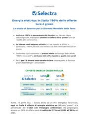 Energia elettrica: in Italia l'80% delle offerte luce  green
