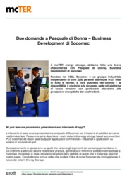 Energy storage: due domande a Pasquale di Donna - Business Development di Socomec