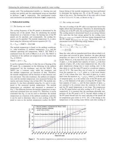 Enhancing the performance of photovoltaic panels by water cooling