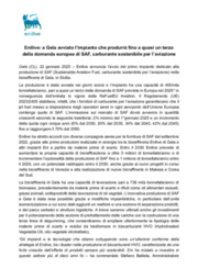 Enilive: a Gela avviato l'impianto che produrr fino a quasi un terzo della domanda europea di SAF, carburante sostenibile per l'aviazione