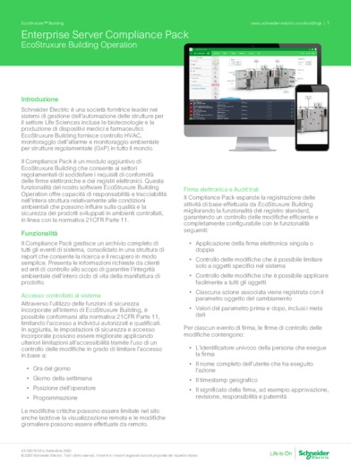 Enterprise Server Compliance Pack - EcoStruxure Building Specification Sheet