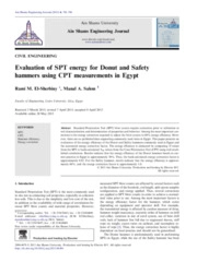 Evaluation of SPT energy for Donut and Safety hammers using CPT measurements in Egypt