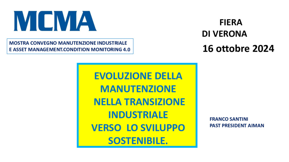 Evoluzione della manutenzione nella transizione industriale per uno Sviluppo Sostenibile