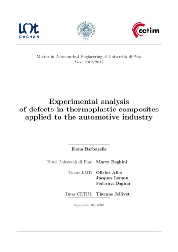 Experimental analysis of defects in thermoplastic composites applied to the