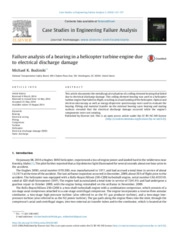 Failure analysis of a bearing in a helicopter turbine engine due to electrical discharge damage