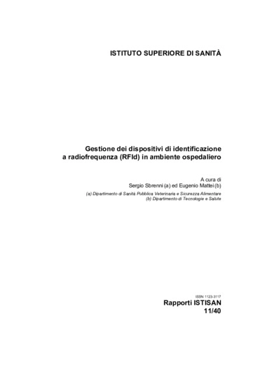 Gestione dei dispositivi di identificazione a radiofrequenza (RFId) in ambiente ospedaliero