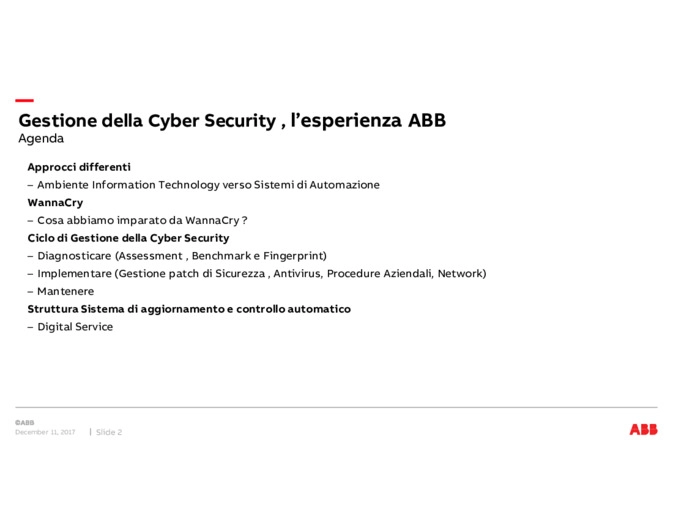 Gestione della Cyber Security, l'esperienza ABB